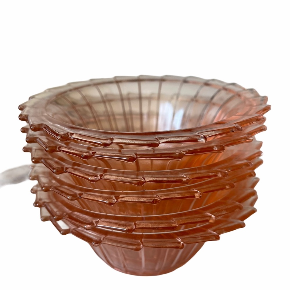 Fenton Pink Depression Glass Bowls - set of 6 - Picture 5 of 5